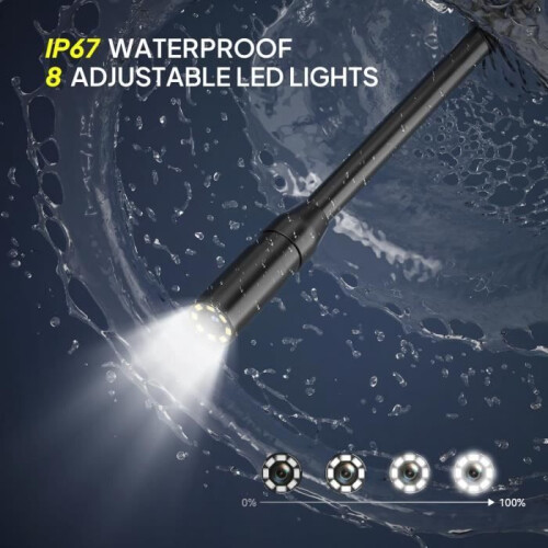1080P HD endoscope camera with 5m semi-rigid cable, 8 adjustable LEDs, ideal gadget for men 1