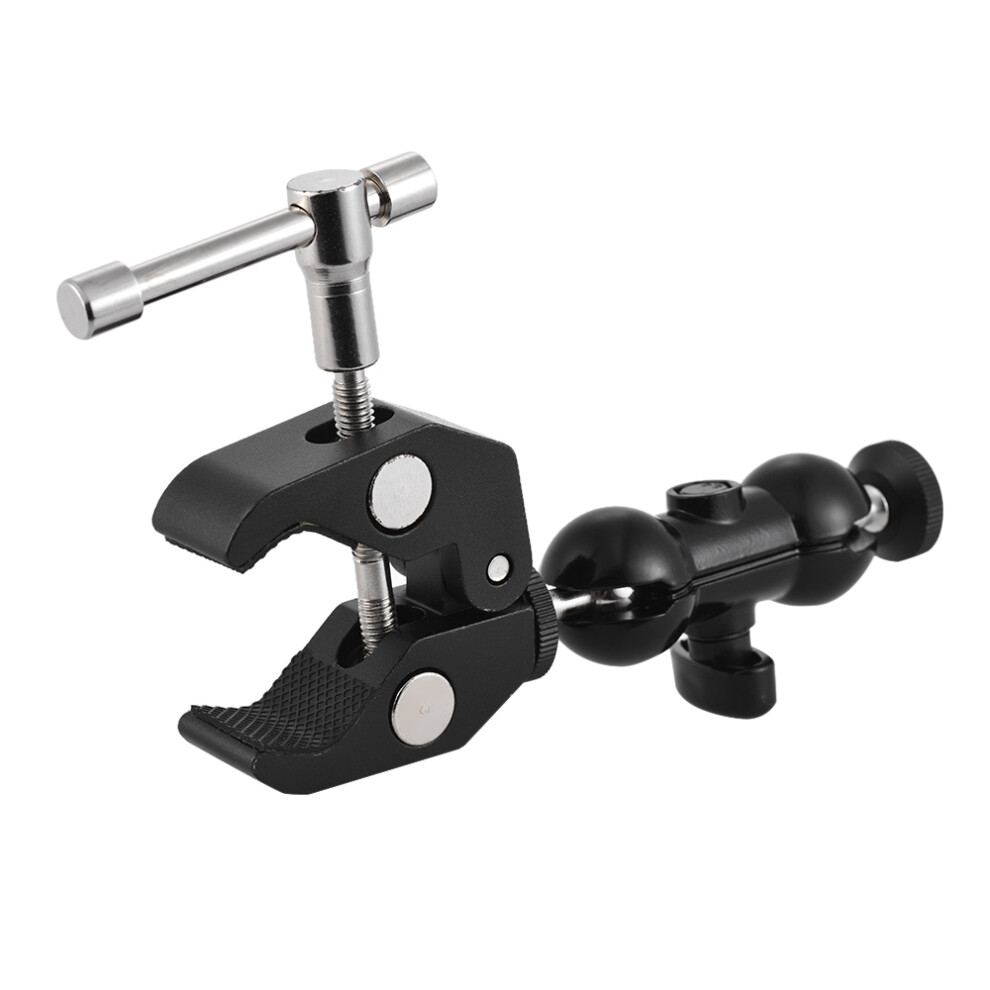 Dual Ballhead Arm Super Clamp Mount Multi-Functional Double Ball Adapter For Dslr Camera Monitor Led Video External Mic Light 4631324344332