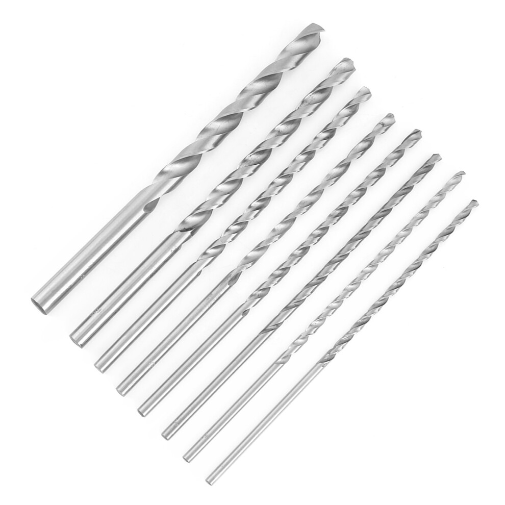 8Pcs Extra Long High Speed Steel Straight Shank Twist Drill Bit Tool 4-10Mm For Wood 4001324344227