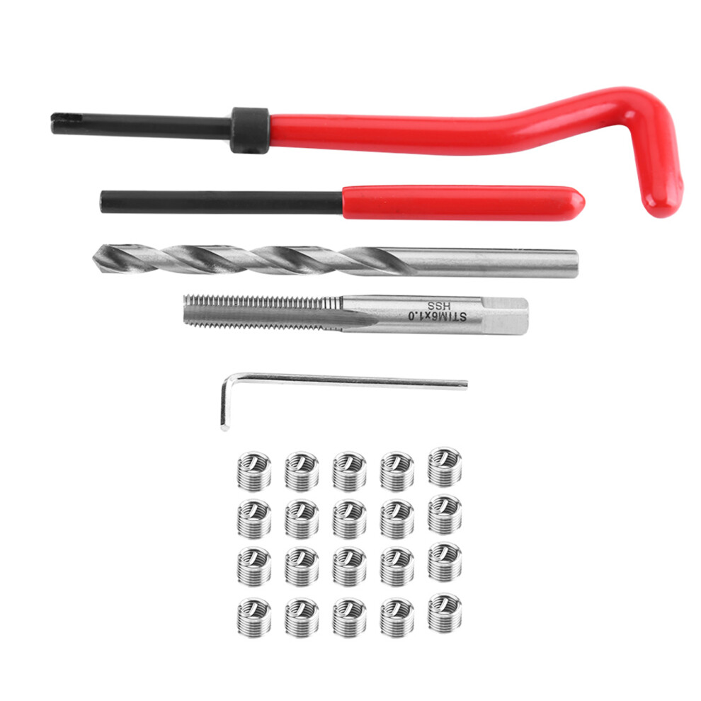 25Pcs Thread Repair Insert Kit Compatible Hand Tool Set For Auto Repairing M6 X 1.0 X 8.0Mm 8701324344673