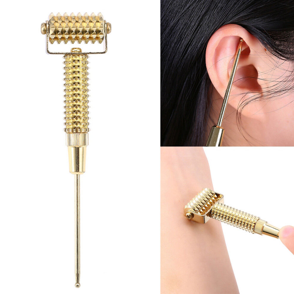 Gold Acupuncture Points Detector Probe Facial Ear Acupoints Spring Needle Massage Roller (Gold)