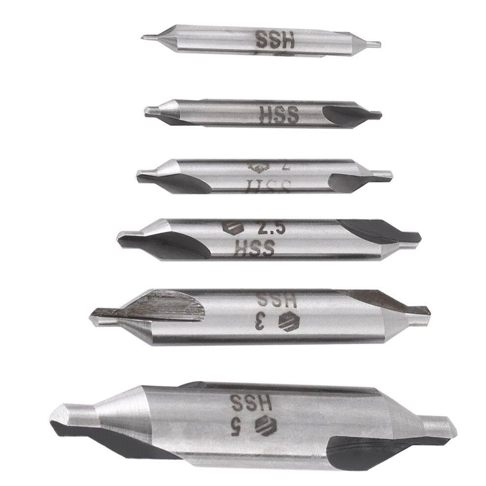 6Pcs 1/1.5/2/2.5/3/5Mm 60 Degree Hss Center Drill Bits Centering Drills Set 7891324345150