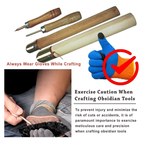 Obsidian Crafting FlintKnapping Tool,Stone Age Toolkit, FlintNapping Tools for Pros and Beginners A 2