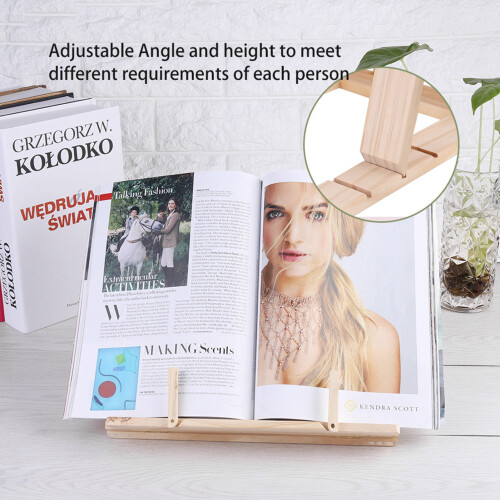 Multi Functional Wooden Book Reading Rack Kitchen Cookbook Stand Holder 2