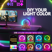 Lampada da tavolo a LED con luce ambientale alba con altoparlante BT integrato, sveglia, funzione di ricarica wireless, supporto app Tuya-B
