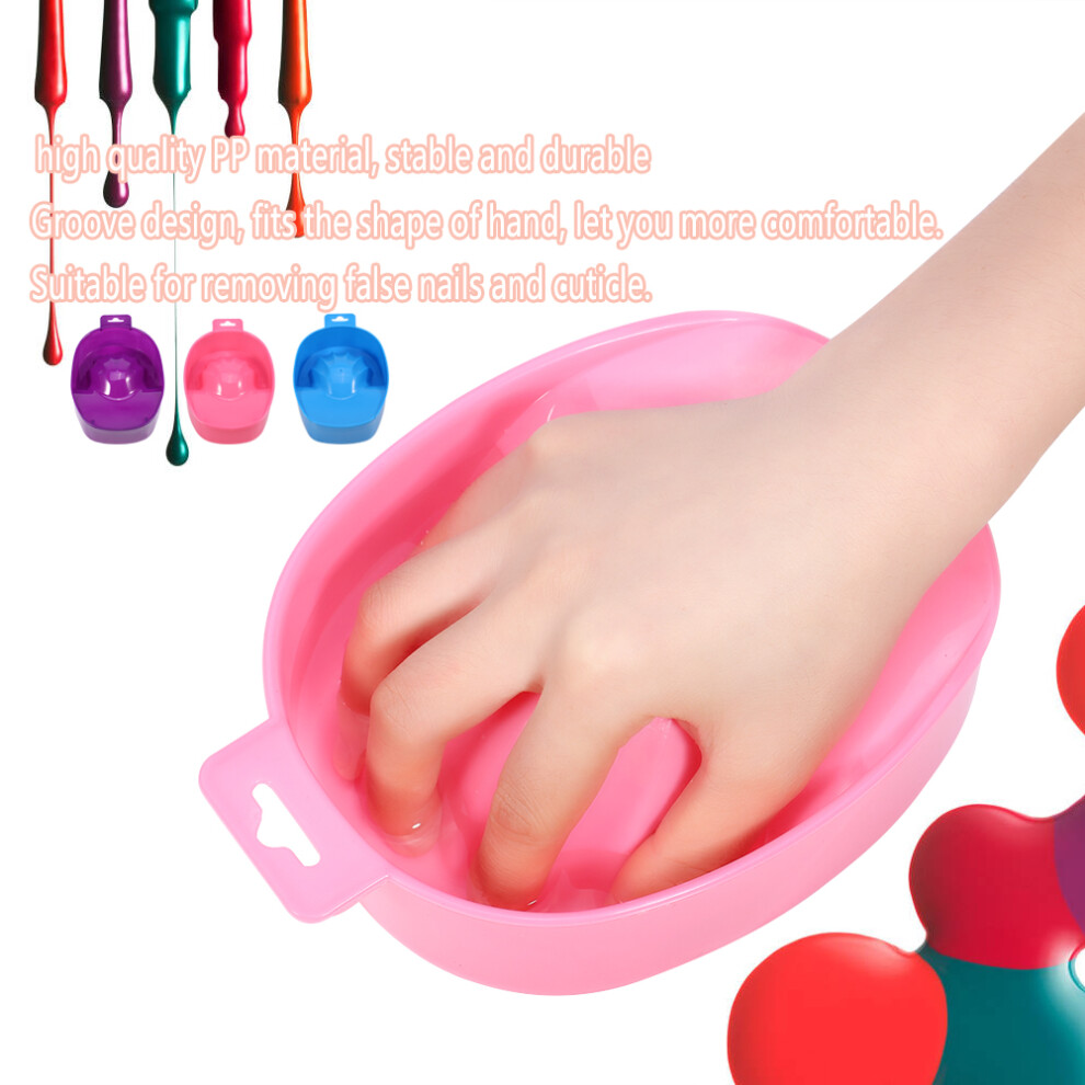 Pink Nail Art Tips Hand Wash Soak Bowl Tray Polish Treatment Remover Manicure Spa Tool (Pink)