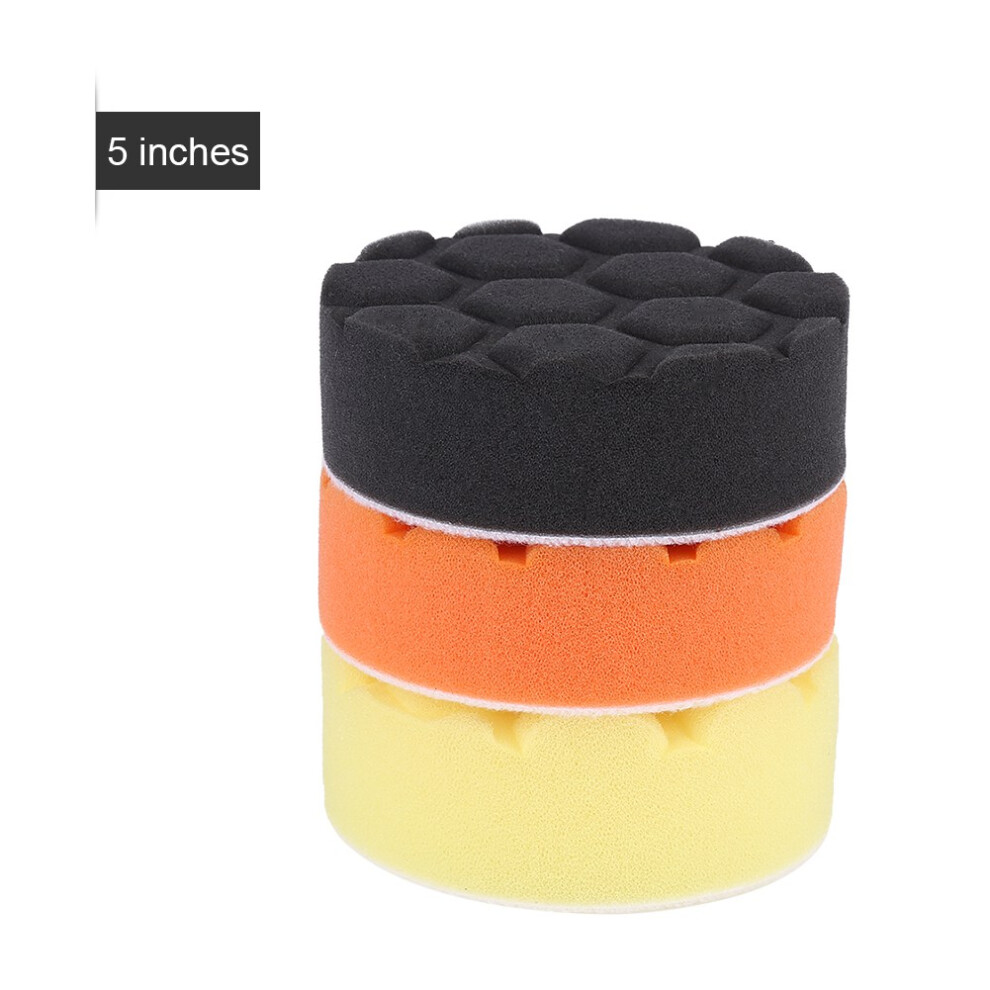 3X 5Inch(125Mm) Sponge Polishing Buffing Waxing Pad Kit For Car Polisher Orange Black Yellow 6921324349443