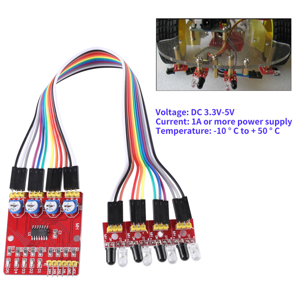 4-Channel Infrared Reflection Tracking Sensor Module Set Smart Car Obstacle Avoidance Pcb 7891324349295
