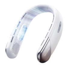 Ventilateur de cou portable USB silencieux 4000 mAh, refroidissement sans pales, affichage numérique LED, 5 vitesses, ventilateur électrique blanc