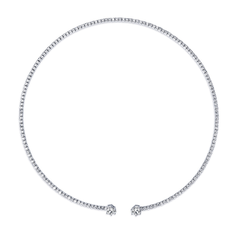 Photos - Pendant / Choker Necklace Jehiatek Light Luxury High-End Heart Moissanite Necklace for Women 925 Sterling Silver Simple Open Collar Necklaces Jewelry,A 