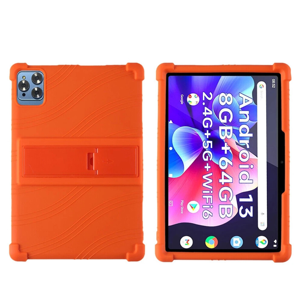 (Orange) Shockproof Soft Silicone Stand Case Cover For 10.1 Android 13 Tablet Universal Orange 6963793932016