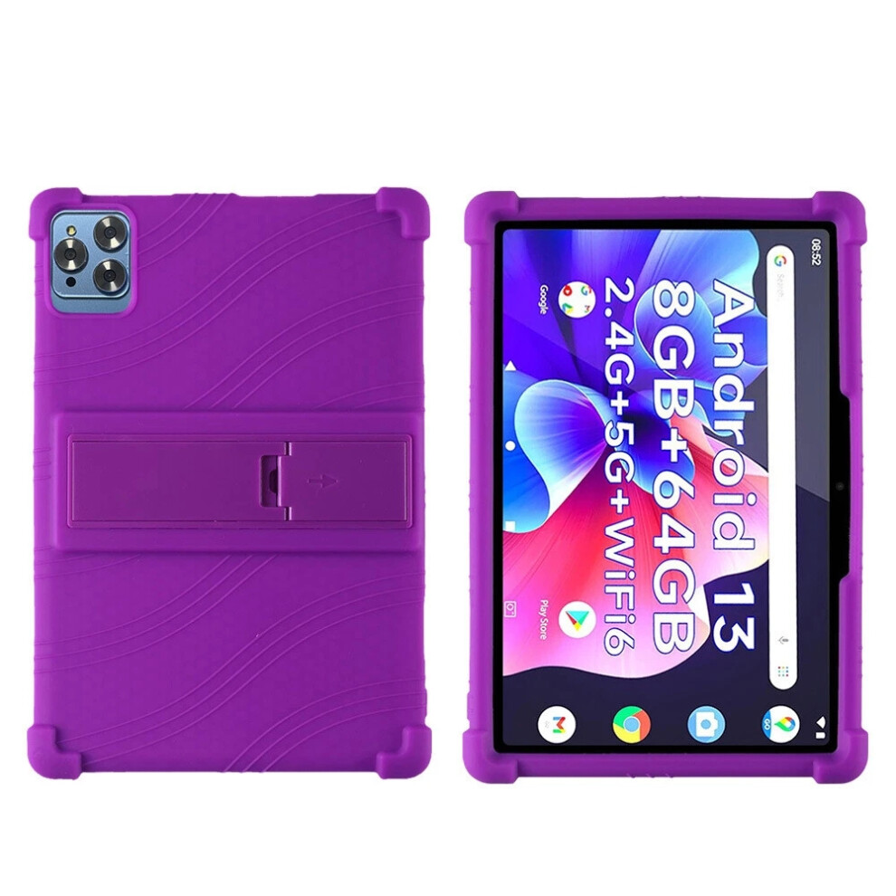 (Purple) Shockproof Soft Silicone Stand Case Cover For 10.1 Android 13 Tablet Universal Purple 6963793932023