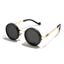 ND2-400 Óculos de sol polarizados ajustáveis com 9 níveis de escurecimento, óculos redondos punk para pesca e direção, filtro ND dourado