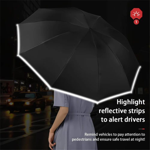 Automatic Reverse Folding Umbrella-Windproof Frame, Reflective Black Glue Coating for Sunscreen and Rain Protection C 2