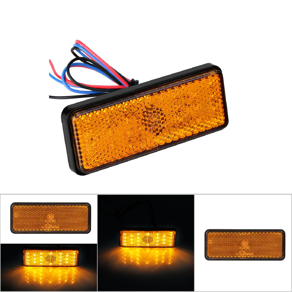 Universal Motorcycle Scooter Moped Rectangle Led Reflector Tail Brake Stop Lamp Light/Amber 7901324355094