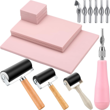 Rubber Block Stamp Making Kit Carving Blocks Linoleum Tools for Printmaking Inking Crafts