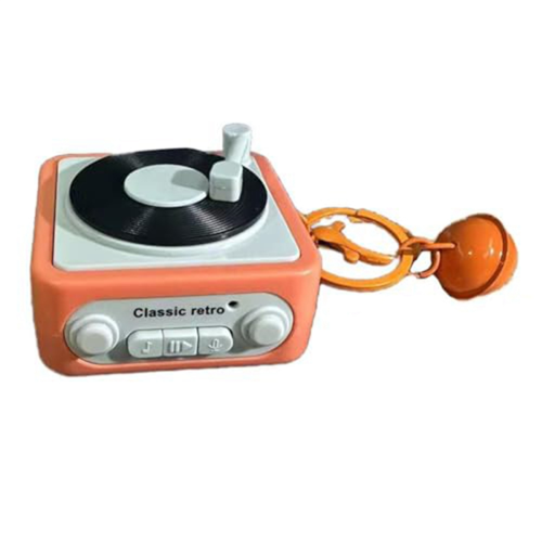 Mini Retro Tape Recorder Keychain Portable Couple'S Gift Recordable Orange