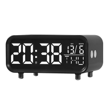 LED Wireless Charging Desk Clock Multifunctional Night Light Simple Hotel Alarm Modern Decoration Black