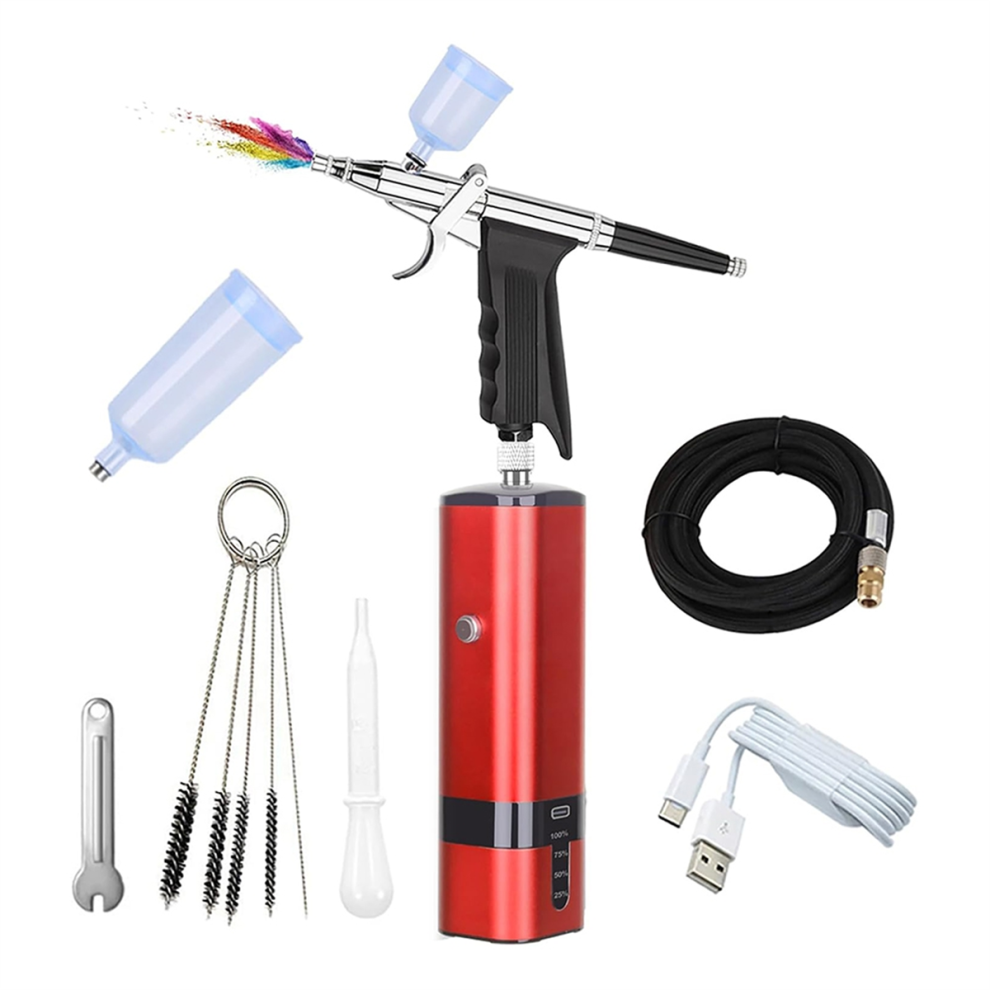 Cordless Airbrush Set With Compressor, Trigger Type High Pressure Air Brush For Painting, Nail Art, Cake, Hairdresser 4851034698253