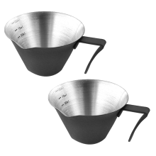 Copo medidor de café expresso com alça, pacote com 2 xícaras de dose dupla, aço inoxidável, preto
