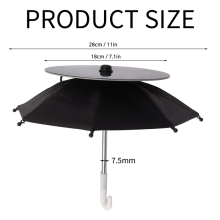 Solar Phone USB Umbrella for Outdoor Cycling Fishing, Mini Sun Shade Charging with Power Black