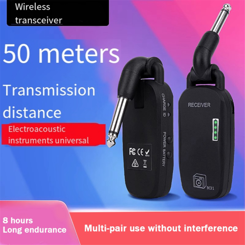 Wireless Guitar System 2.4 Transmitter Receiver Rechargeable for Electric Bass Black 2