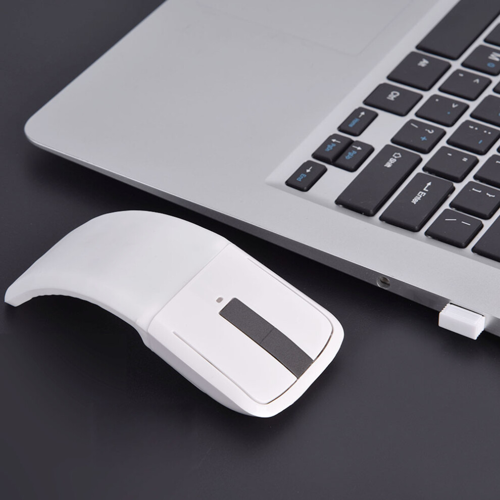 2.4Ghz Foldable Wireless Arc Touch Mouse Mice Usb Receiver For Pc Notebook Smart Tv White 5091324355629