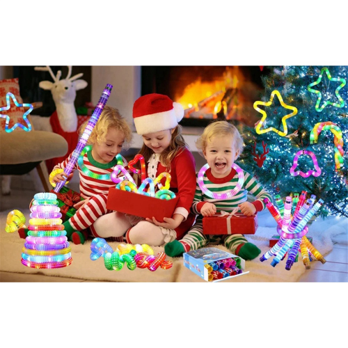 2.9cm Light-Emitting Tube Decompression Telescopic LED Light Water Pipe Color Box 24pcs 2
