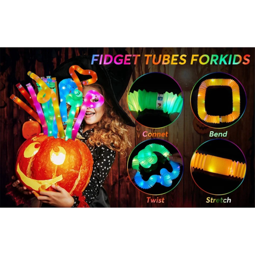 2.9cm Pack LED Tube Decompression Telescopic Vent Light Water Pipe Color Box 24pcs Two-Color Stripe 2