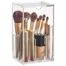 Stojan na rúž na toaletný stolík, veľkokapacitná tuba na odkladanie štetcov na make-up, prachotesná stolová kozmetická krabička