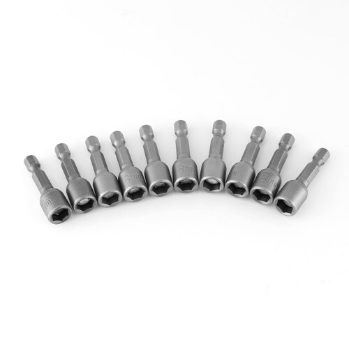 10pcs/set 1/4" Shank Metric Hex Socket Magnetic Nut Driver Set for Power Drills 2