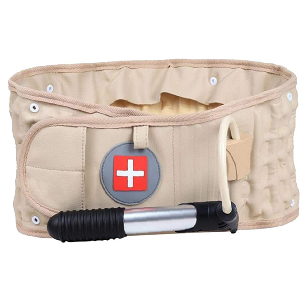 Jehiatek Inflatable Waist Traction Brace Belt Spinal Lumbar Support Back Relief Backache Pain Massager Unisex Skin Color