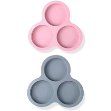 Forma de silicone para fritadeira a ar, forma reutilizável para ovos, forma antiaderente para assar, forma para muffins com 3 cavidades, 2 peças
