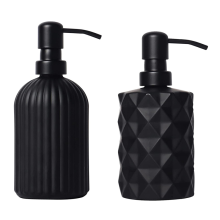 Dispensador de sabonete preto fosco, 2 unidades, 13,5 oz / 11 unidades de vidro, conjunto de dispensadores manuais para banheiro e cozinha