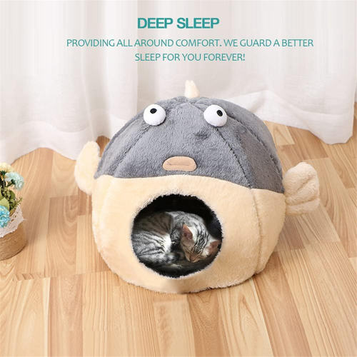 Cuccia per gatti da interno - Cuccia con cuscino imbottito rimovibile e lavabile, vivace e mobile, grigio 2