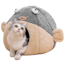 Camas para gatos de interior - Cama tipo caverna com almofada removível e lavável, Lively & Furniture, cinza