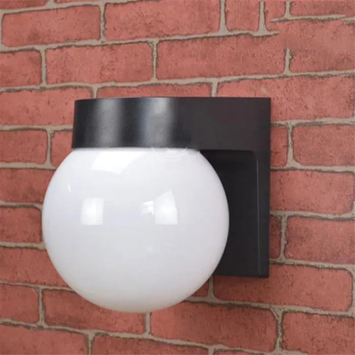 Luminária de parede moderna LED para varanda externa, base de PC preta e branca, abajur de acrílico leitoso E27 2