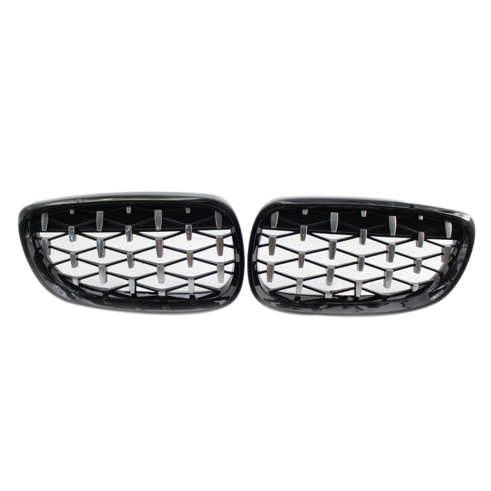 Front Kidney Grill, Hood Diamond Grille Meteor Grill For 3 Series E92 E93 Coupe 2006-2010 Gloss +Chrome Black 4851034618930