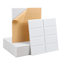 Pacote com 12 painéis acústicos autoadesivos, espuma de alta densidade à prova de som para paredes, portas, home office, branco