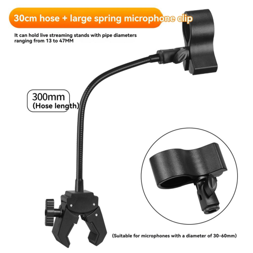 Supporto per microfono, braccio versatile per microfono per treppiede da scrivania, supporto a collo d'oca con supporto a morsetto 2