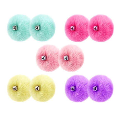 10 peças de pompons de patins com guizos - 3,1 polegadas de amarrar felpudos (5 cores) 1