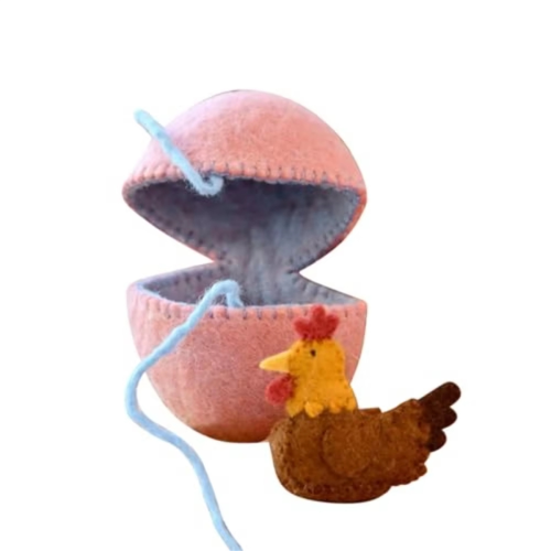 Handmade Wool Felt Easter Egg with Surprise Hen- Eco-Friendly Spring Decoration for Home and Garden C
