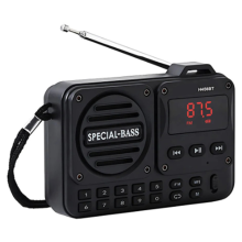 Rechargeable Portable Digital FM Radio with LED Display Bluetooth 5.4 Speaker Ideal for Home and Travel Black