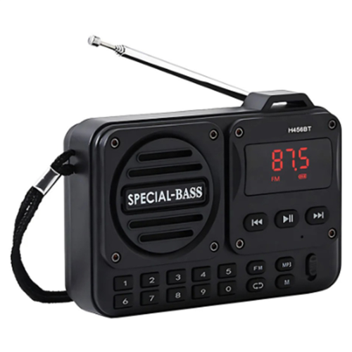 Rechargeable Portable Digital FM Radio with LED Display Bluetooth 5.4 Speaker Ideal for Home and Travel Black