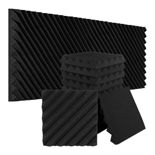 Pacote com 12 painéis de espuma à prova de som para paredes, 12 x 12 x 2 polegadas, estilo barra, para estúdio acústico doméstico 1