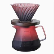 Caffettiera a filtro per caffè, caffettiera a filtro manuale, set da tè in vetro borosilicato con manico in noce