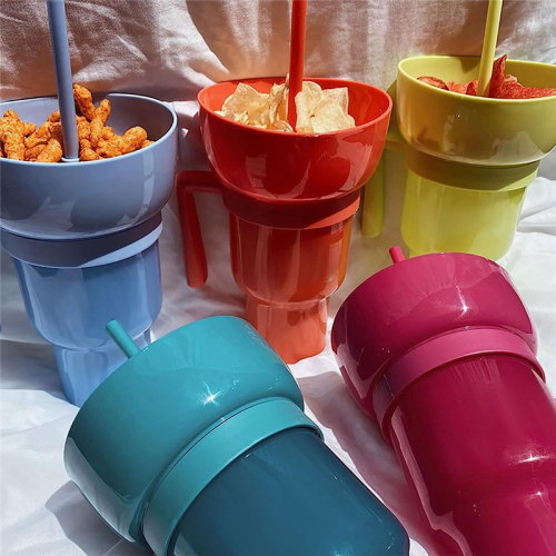 1PC Stadium Tumbler Popcorn Large Cup Snack Multifunctional Cups 1000Ml Blue 2
