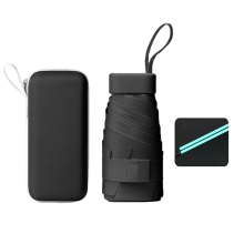 Mini Umbrella Women Anti-UV Sunshade 12-Ribs Travel Sun for Purse Black