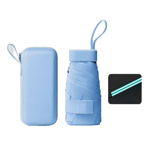 Mini ombrello da donna anti-UV, parasole, 12 stecche, da viaggio, per borsa, blu 1