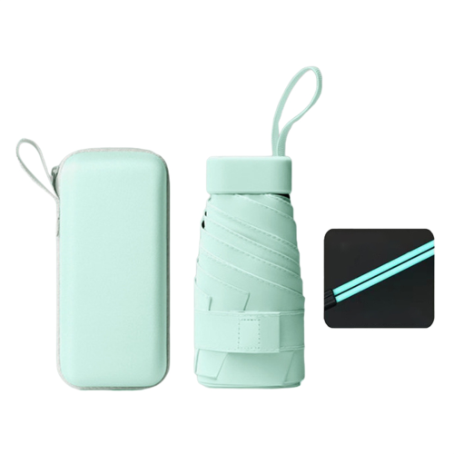 Mini ombrello da donna anti-UV, parasole, 12 stecche, da viaggio, per borsa, verde 1